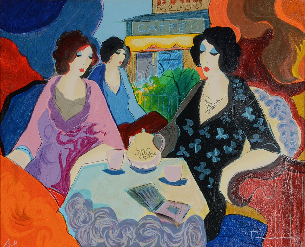 Appraisal: TARKAY Itzchak Israeli - Ladies in an Outdoor Cafe Artist