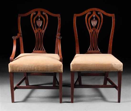 Appraisal: Set of six Federal mahogany upholstered dining chairs attributed to