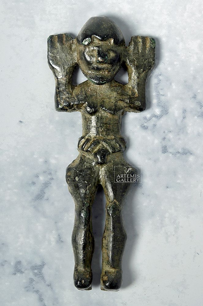 Appraisal: Ancient Dagestan Bronze Standing Idol Western Asia Dagestan Region located