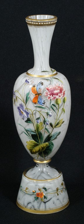 Appraisal: Enameled Glass Pedestal Vase possibly by Thomas Webb flowers with