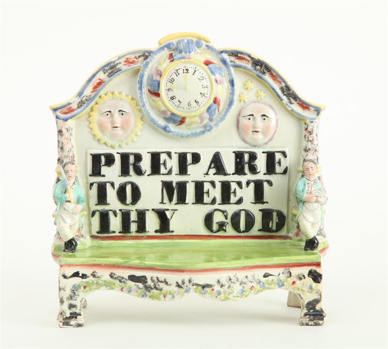 Appraisal: STAFFORDSHIRE PEARLWARE GROUP PREPARE TO MEET THY GOD Modeled in