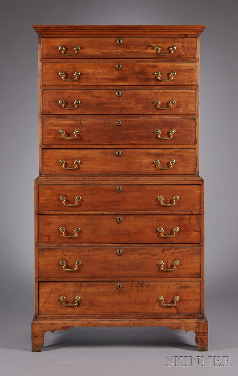 Appraisal: Chippendale Maple Chest-on-chest New England late th century the top