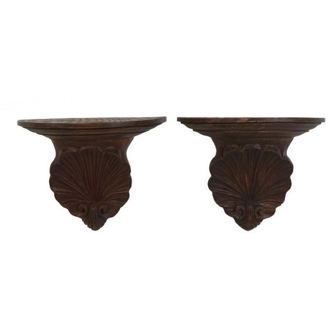 Appraisal: Pair of Large Shell Carved Wall Brackets th c the