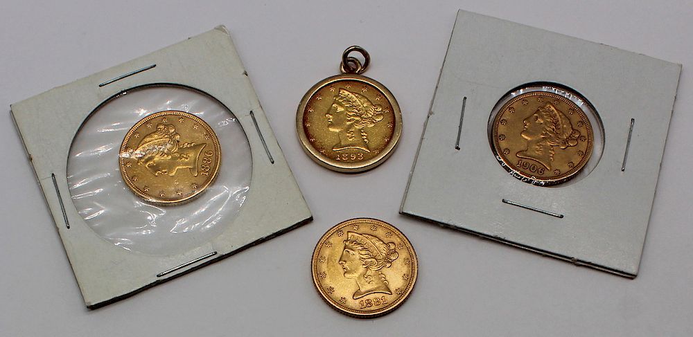 Appraisal: GOLD US Gold Coin Grouping Includes one US Liberty gold