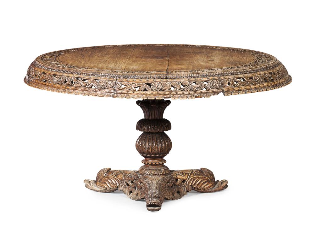 Appraisal: CEYLONESE CARVED ROSEWOOD CENTRE TABLE LATE TH EARLY TH CENTURY