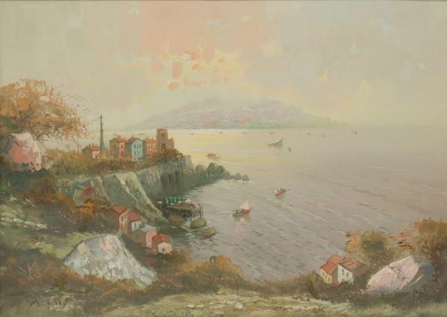 Appraisal: Framed oil on canvas painting Bay of Naples signed lower