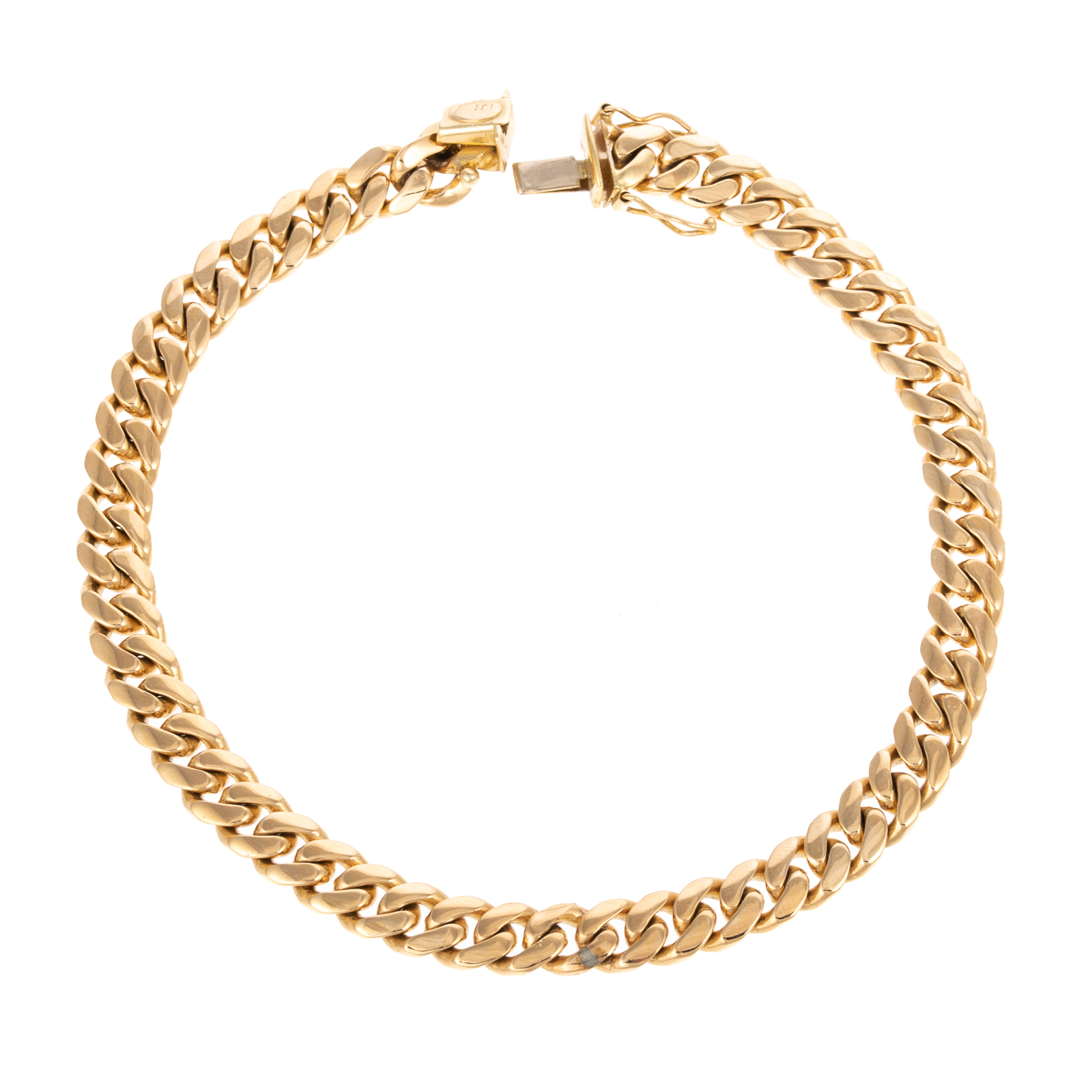 Appraisal: A K YELLOW GOLD CURB LINK ANKLET BRACELET K yellow