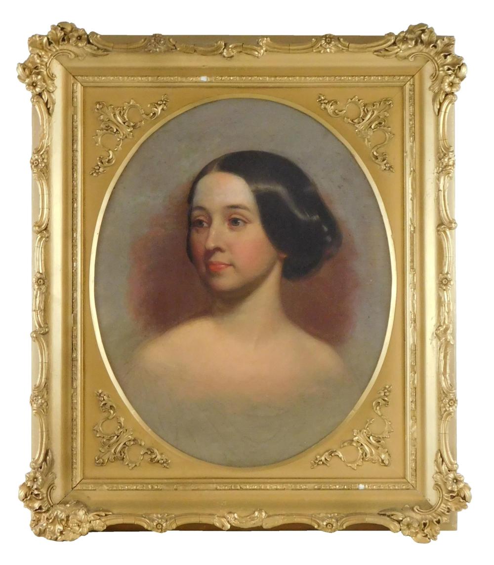 Appraisal: Civil War era portrait of young woman in oval reserve