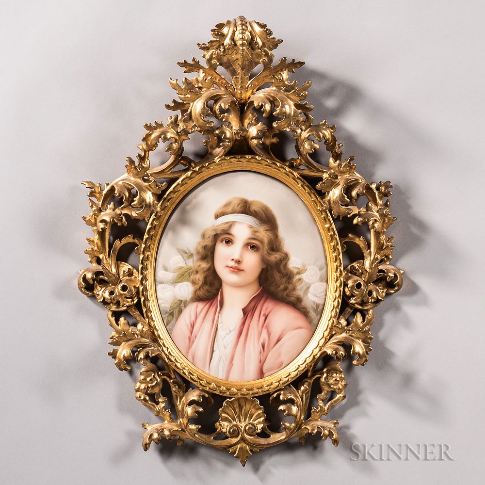 Appraisal: KPM Porcelain Plaque of Young Maiden KPM Porcelain Plaque of