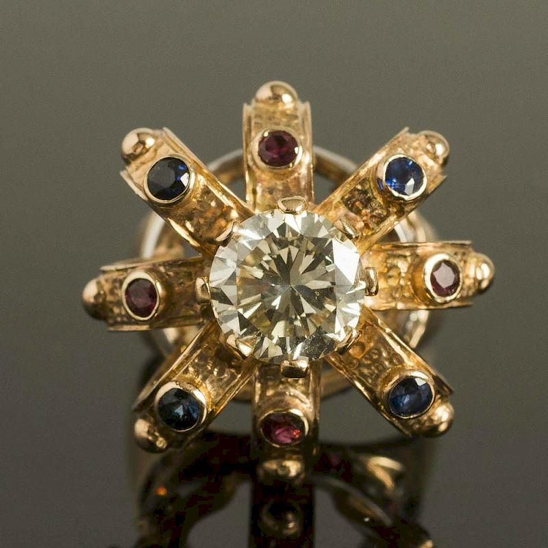 Appraisal: K Gold Ruby Sapphire and ct Diamond Crown Ring Crown