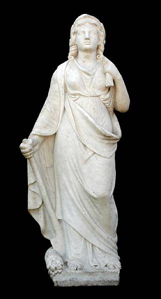 Appraisal: A carved marble figure of summer The maiden wearing a