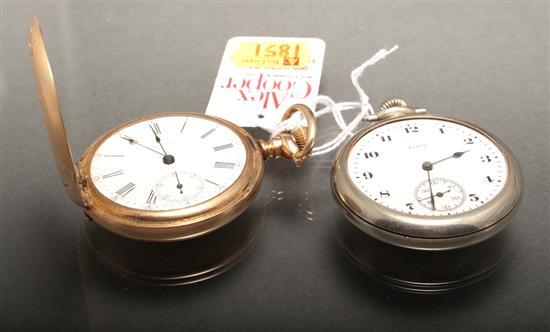 Appraisal: Elgin and Waltham pocket watches Elgin - open-face silveroid pocket