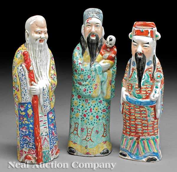 Appraisal: A Set of Three Chinese Famille Rose Porcelain Fu Lu