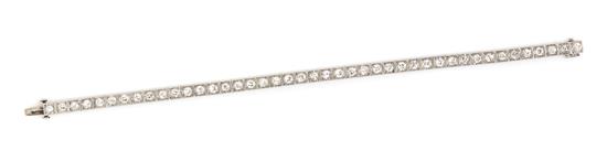 Appraisal: Sale Lot A Platinum and Diamond Line Bracelet Circa with