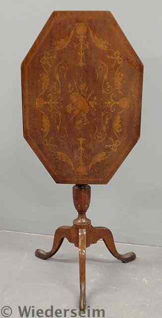 Appraisal: Octagonal top candlestand early th c with a marquetry inlaid