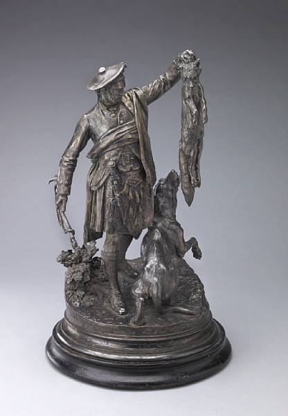 Appraisal: A French bronze figural group The Huntsman cast after a