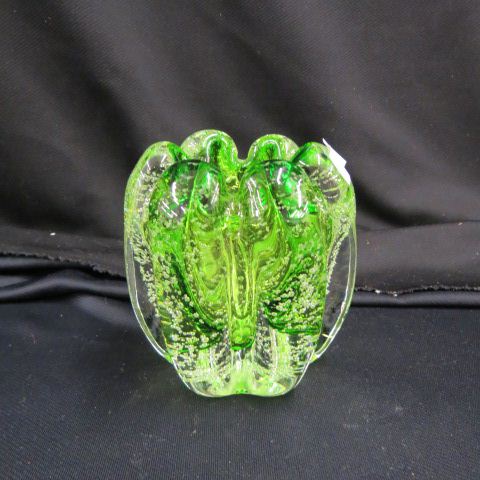 Appraisal: Italian Art Glass Vase emerald to clear aquatic bubble decor