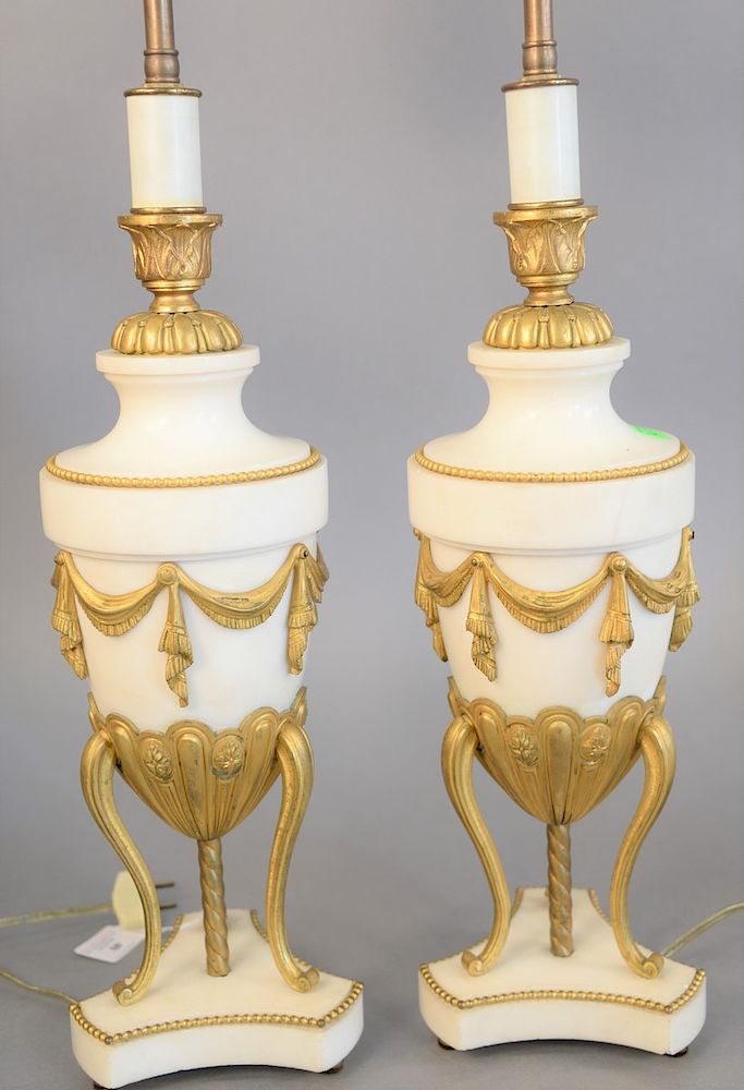 Appraisal: Pair of marble and bronze urns made into table lamps