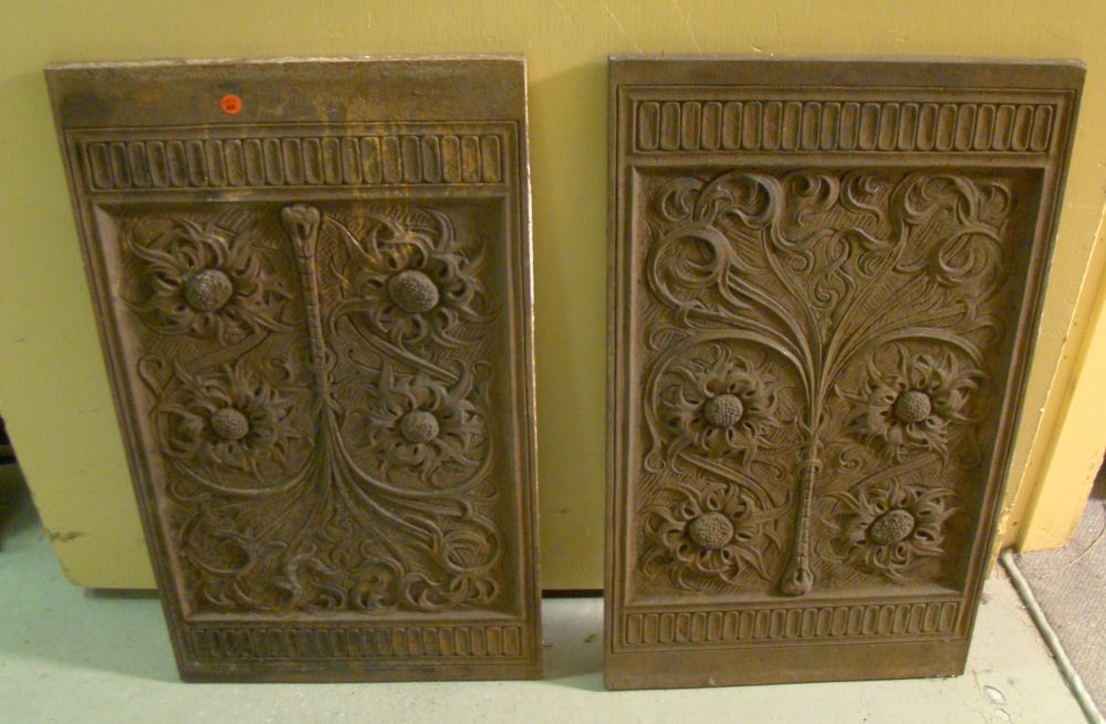 Appraisal: PAIR OF DECORATIVE CAST IRON PANELS American th CenturyWith raised