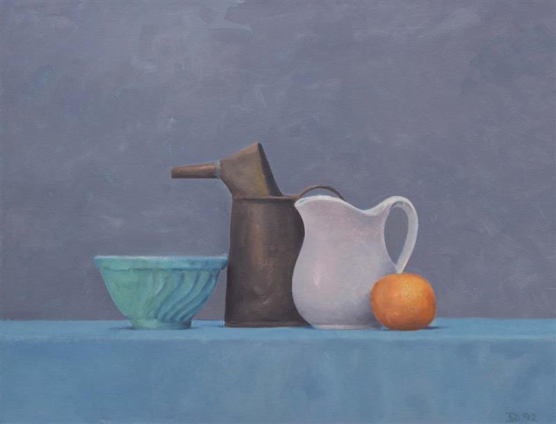 Appraisal: WILLARD DIXON b STILL LIFE WITH ORANGE Acrylic on canvas