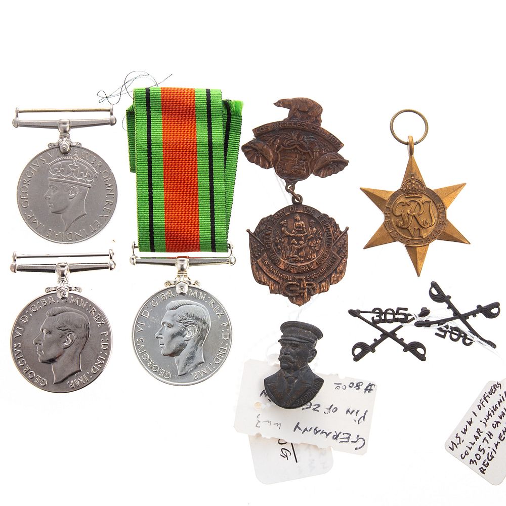 Appraisal: Assorted Medals Pins Including W W I U S Cavalry