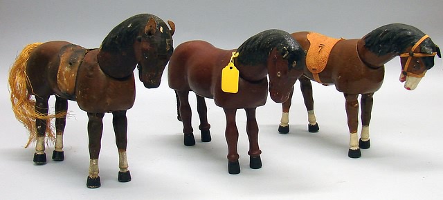 Appraisal: Schoenhut Lot of animals - Brown Horses Have replaced tails