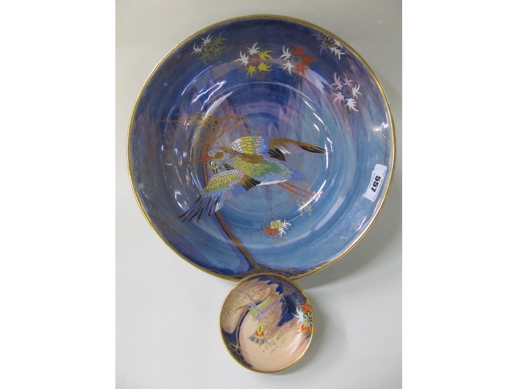 Appraisal: Carlton Ware sketching bird bowl on blue ground and a