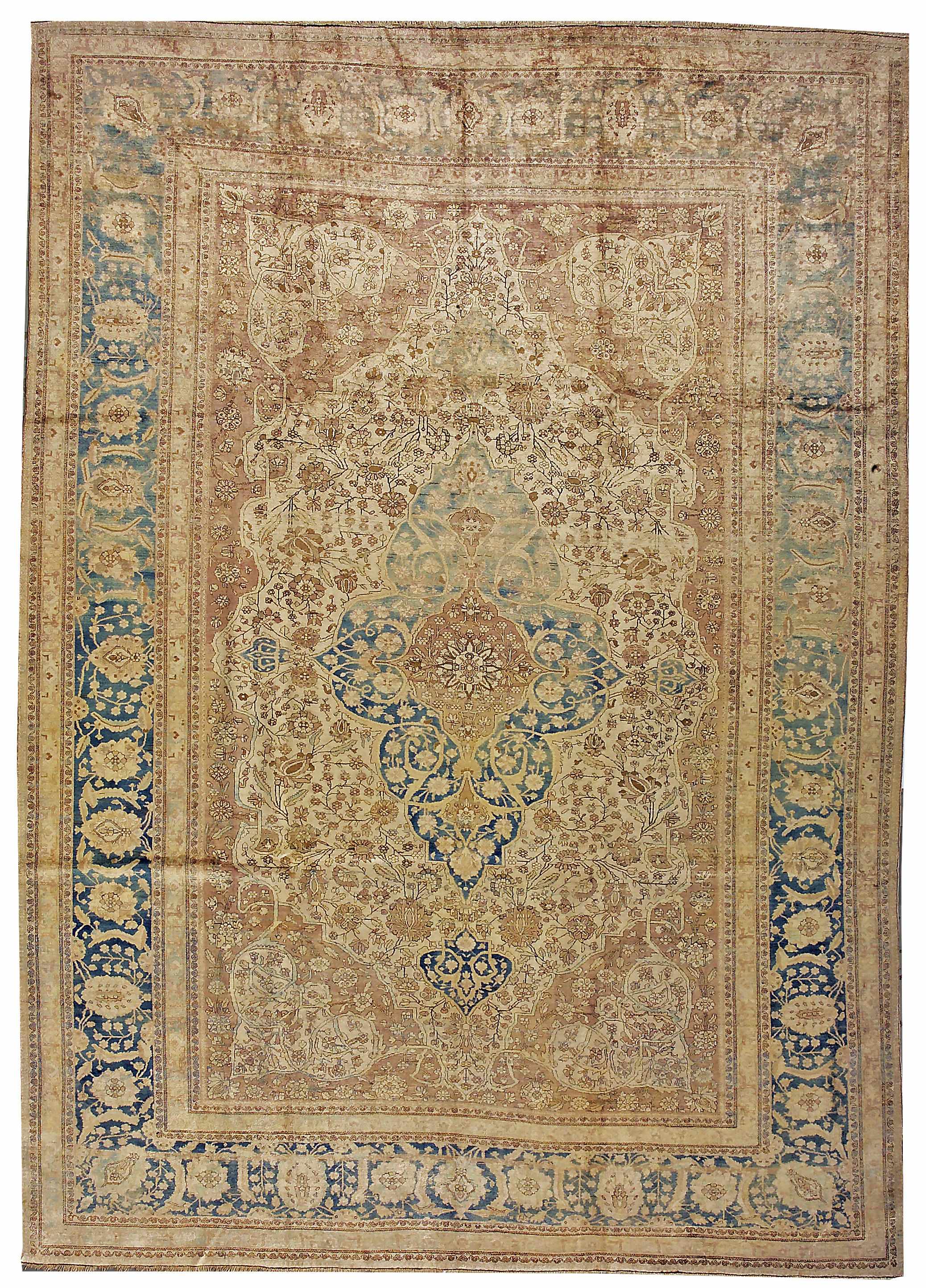 Appraisal: A Mohtasham Kashan silk carpet Central Persialate th centurysize approximately