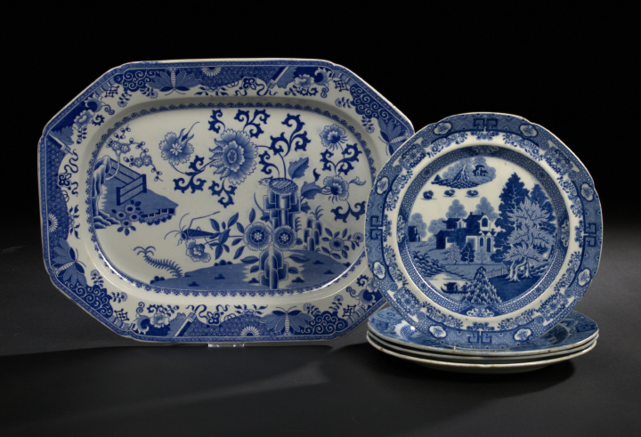 Appraisal: Collection of Spode and Staffordshire Blue Transfer-Printed Dinnerware first quarter