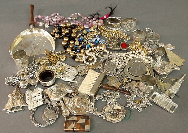 Appraisal: - Large group of costume jewelry and accessories Stieff pewter