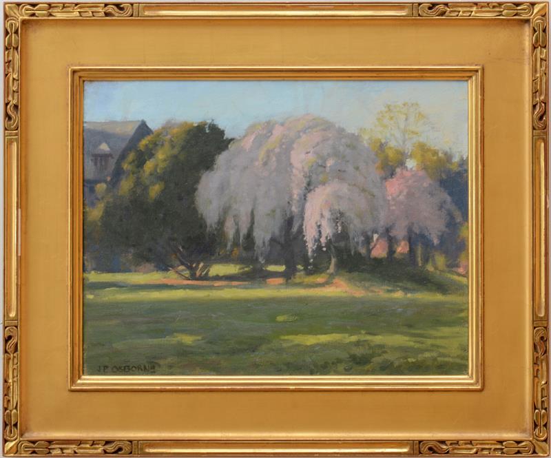 Appraisal: J P OSBORNE CHERRY TREES AT THE MANOR Oil on