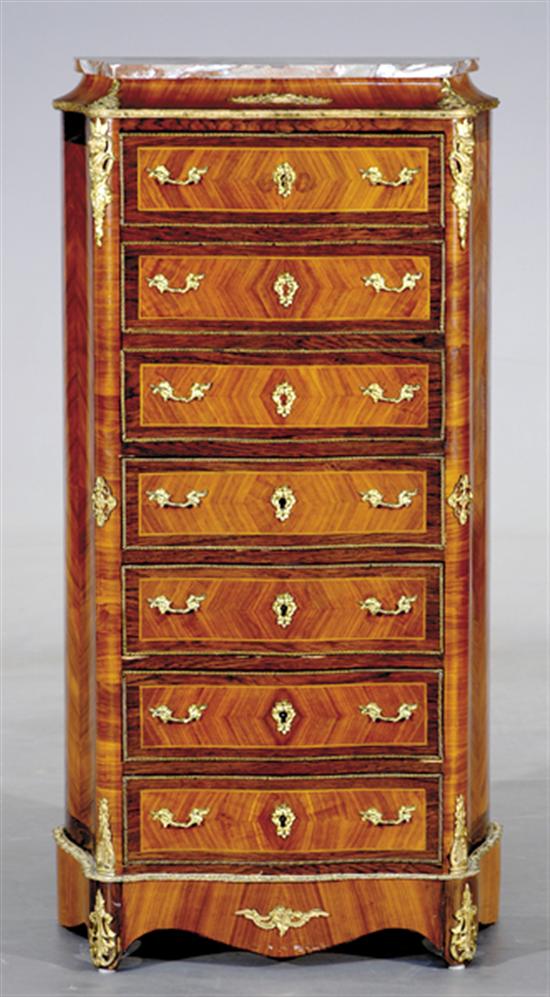 Appraisal: Louis XV style mixed wood secretaire abattant last quarter th