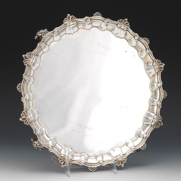 Appraisal: ENGLISH STERLING SILVER FOOTED SALVER BIRMINGHAM DATED x Sterling silver