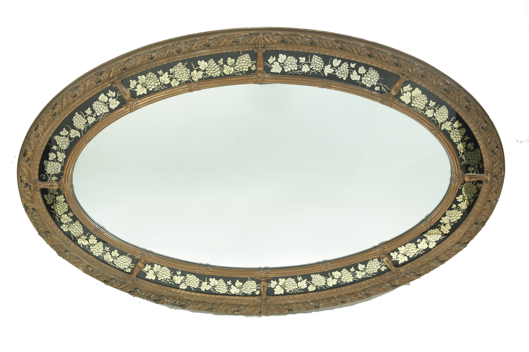 Appraisal: LARGE OVER MANTEL OVAL MIRROR American st quarter- th century