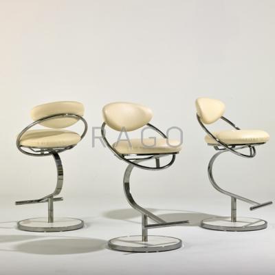 Appraisal: MILO BAUGHMAN Attr DESIGN INSTITUTE AMERICA Three bar stools USA