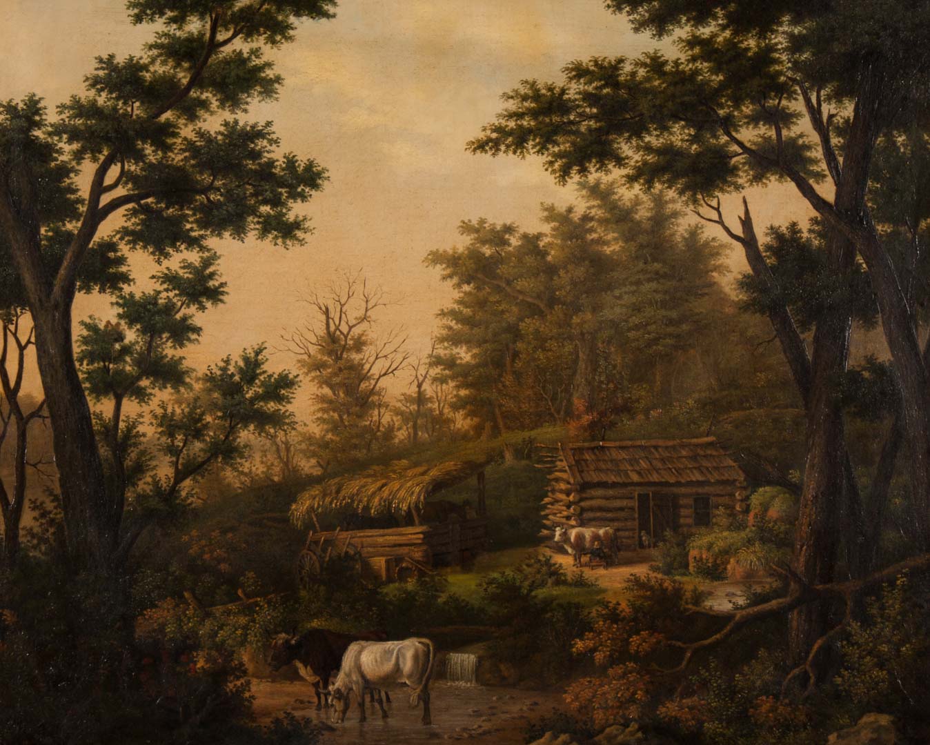 Appraisal: Edward Sachse Rustic Landscape oil on canvas American - Unsigned