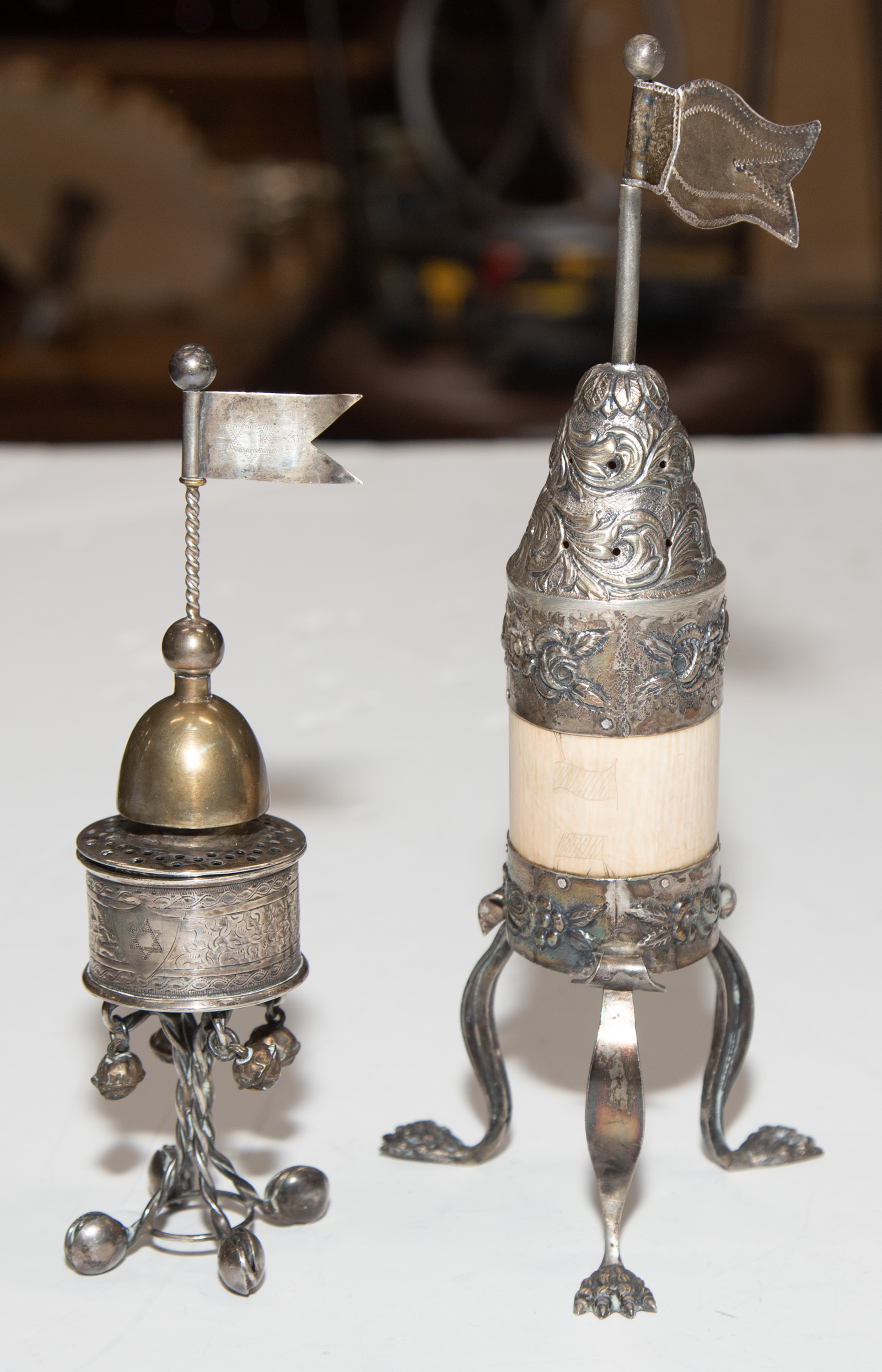 Appraisal: JUDAICA STERLING SILVER SPICE TOWER Modified from a late Victorian