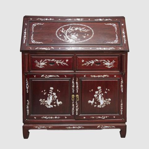 Appraisal: Chinese Export Abalone Inlaid Rosewood Writing Desk mid th century