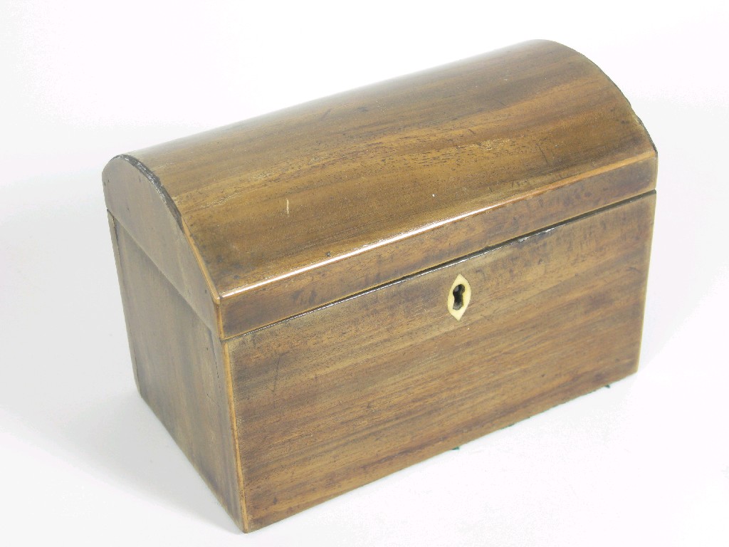 Appraisal: A th Century mahogany two division Tea Caddy with domed