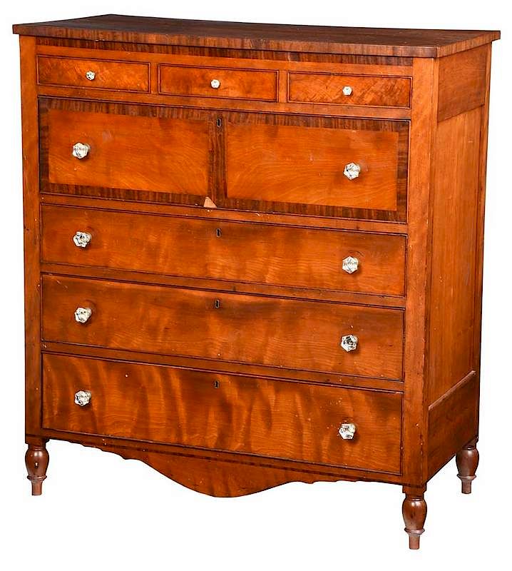 Appraisal: Federal Inlaid Cherry Seven Drawer Chest American early th century