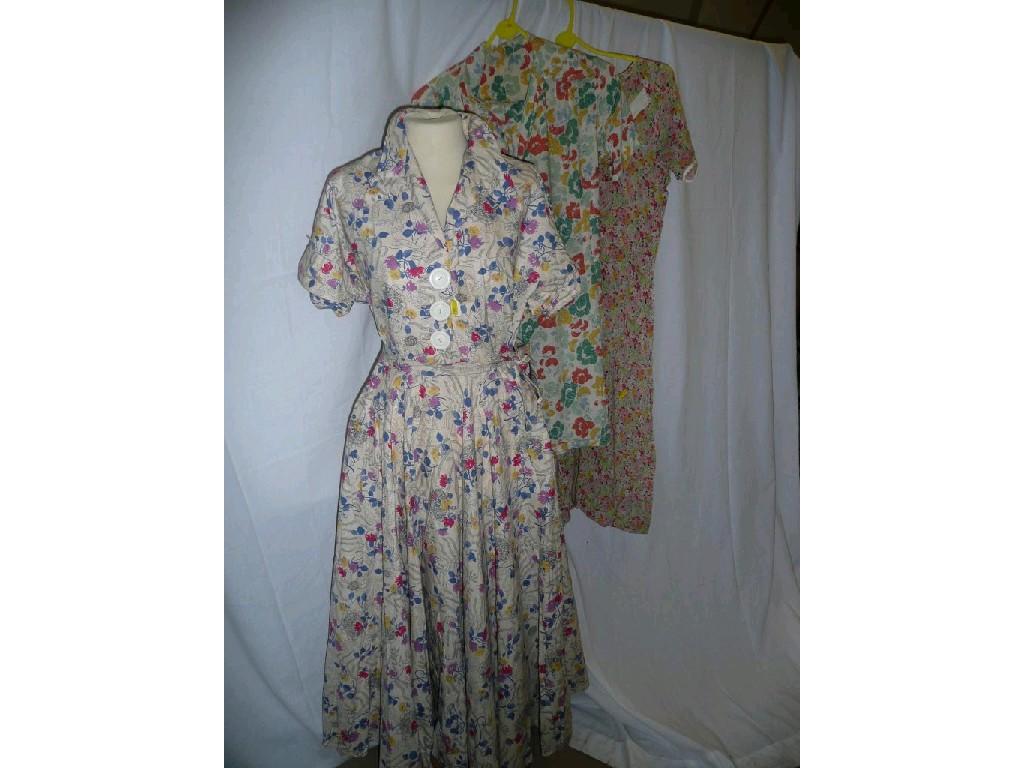 Appraisal: Two vintage summer dresses - x bust multi flower three