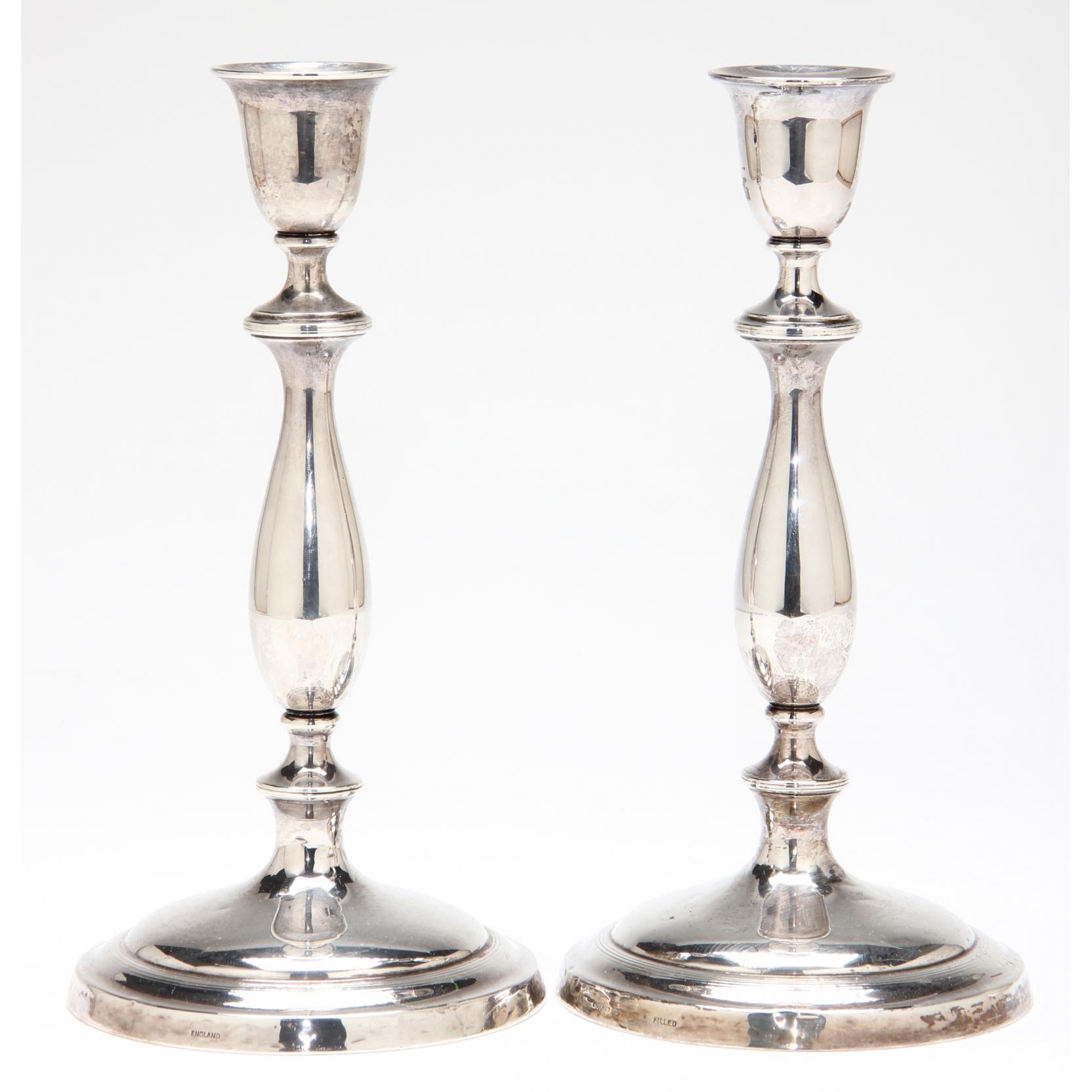 Appraisal: Pair of George V Silver Candlesticks with London and hallmarks