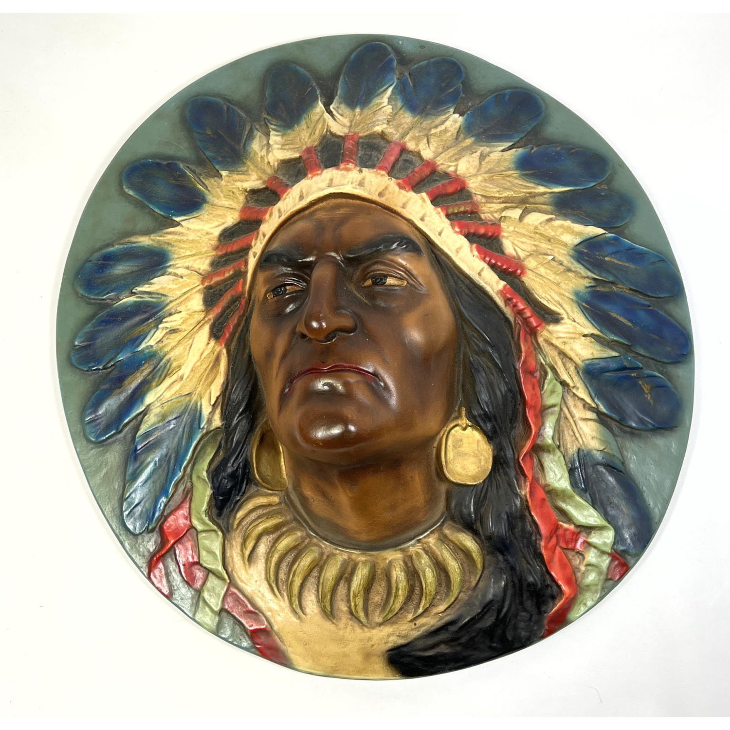 Appraisal: Dimensional Wall Plaque of American Indian Chief Dimensions H inches