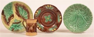 Appraisal: Four Various Pieces of Majolica Pottery Three Plates - to