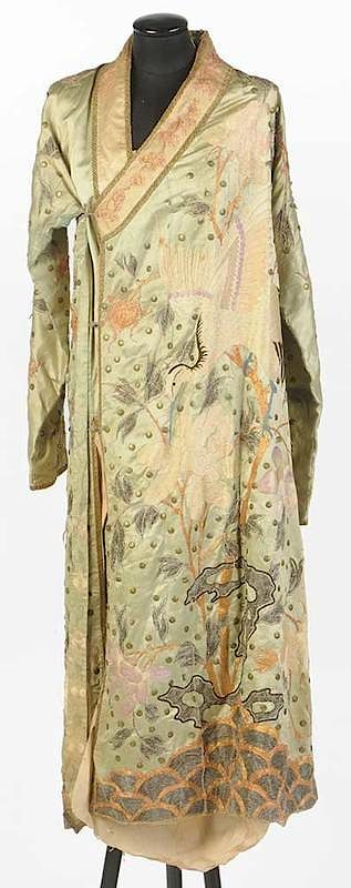 Appraisal: Asian Embroidered Silk Robe probably Japanese early th century pale