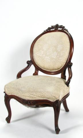 Appraisal: Victorian carved parlor chair upholstered seat and oval back walnut