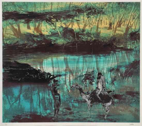 Appraisal: SIDNEY NOLAN - Burke at Riverbend screenprint x cm