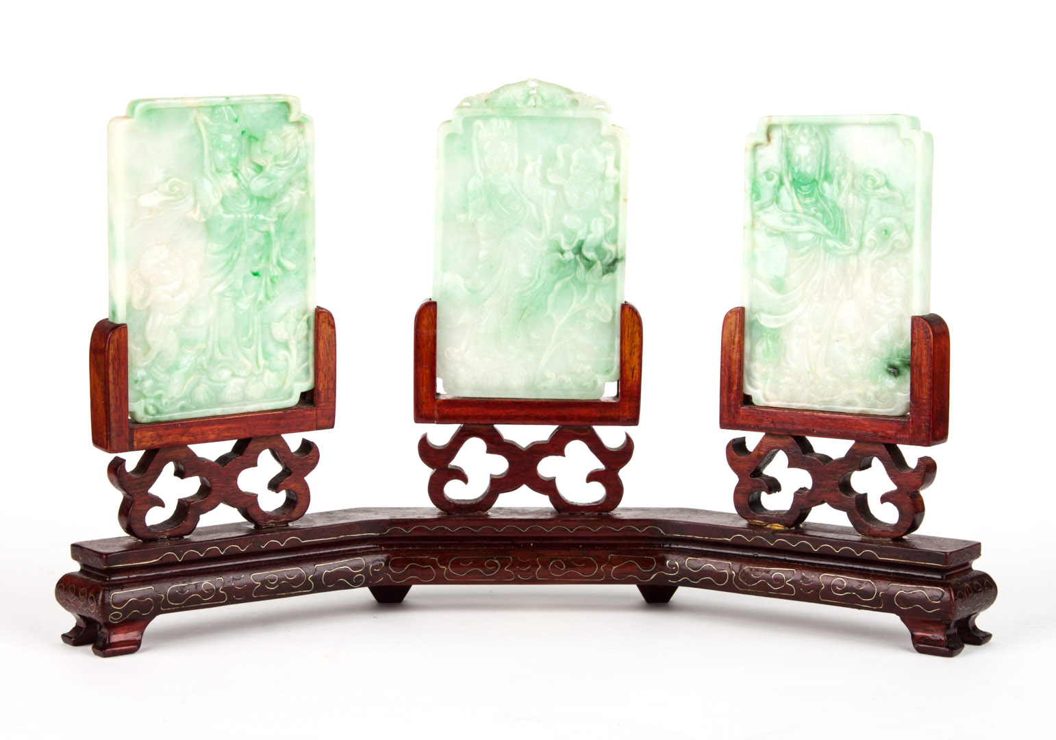 Appraisal: Three Chinese carved jade or hardstone tablets each with carved