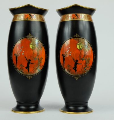 Appraisal: Pair Carltonware vases decorated in the Moonlight Cameo design height