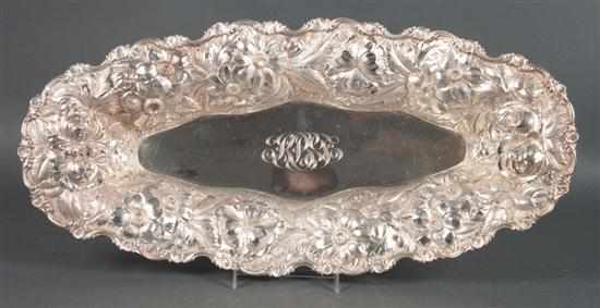 Appraisal: American repousse sterling silver bread tray Stieff Baltimore dated pattern